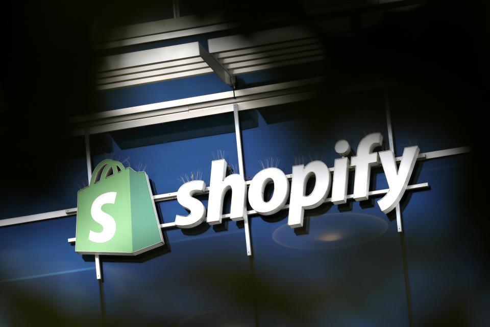 The logo of Shopify is seen outside its headquarters in Ottawa, Ontario, Canada, September 28, 2018. REUTERS/Chris Wattie