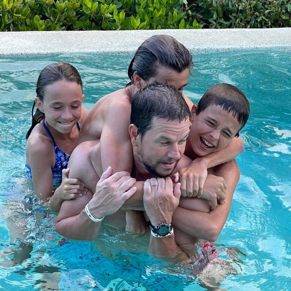 Mark Wahlberg, Kids, Michael, Brendan, Grace, Pool, Instagram