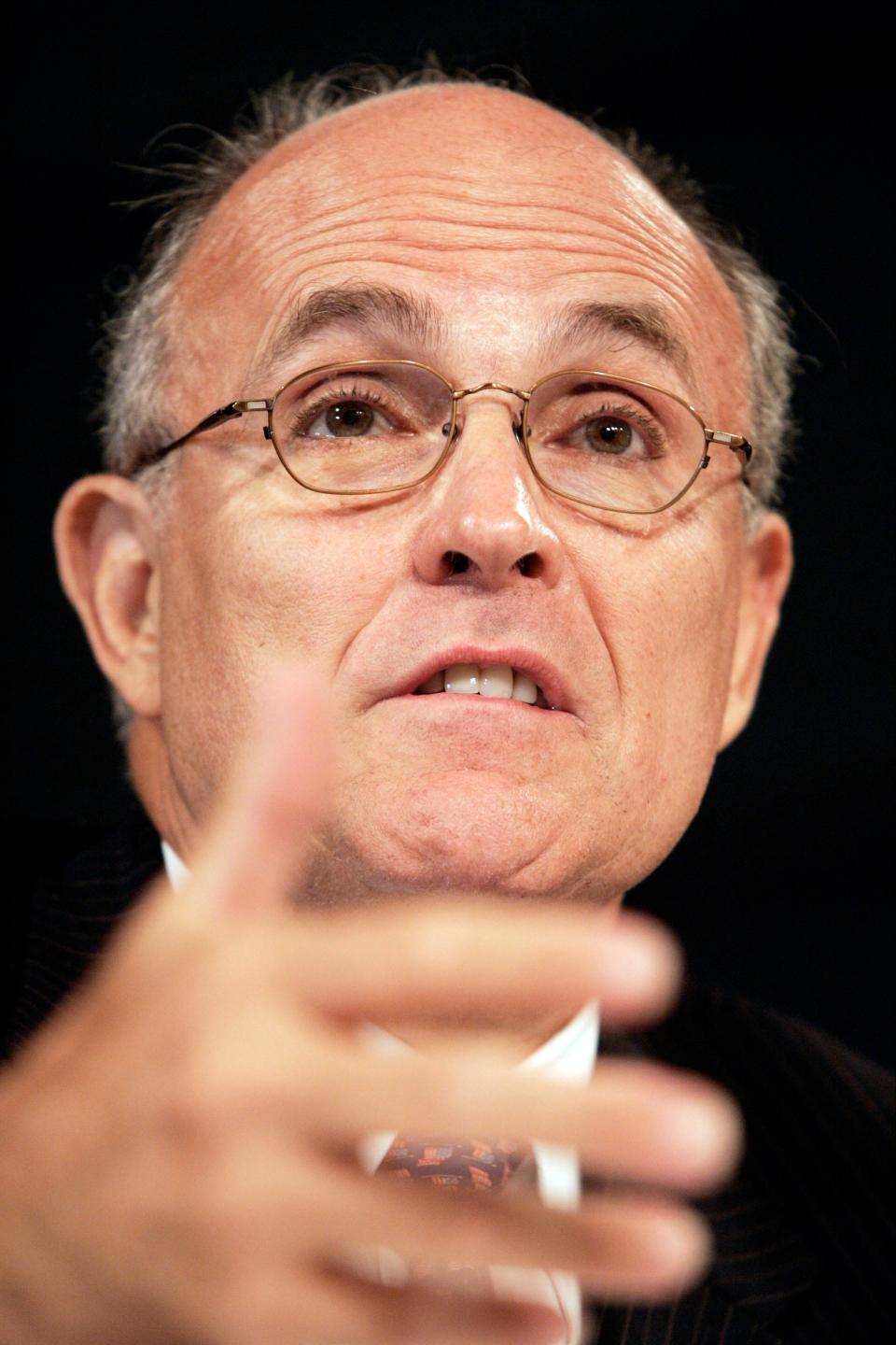 May 5, 2004; New York, NY, USA;  Former NYC mayor Rudolph Giuliani at the National  Commission on Terrorist Attacks Upon The United States in NYC. Mandatory Credit: Robert Deutsch-USA TODAY ORIG FILE ID:  20190930_ajw_usa_038.jpg