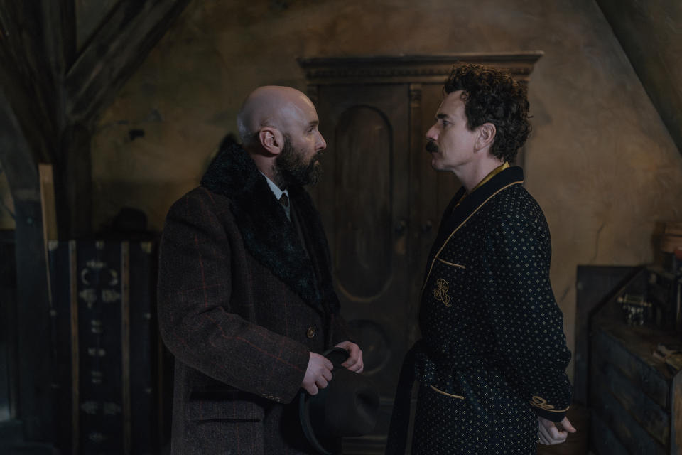 Johnny Harris' secret police officer Osip confronts Ewan McGregor as Rostov.