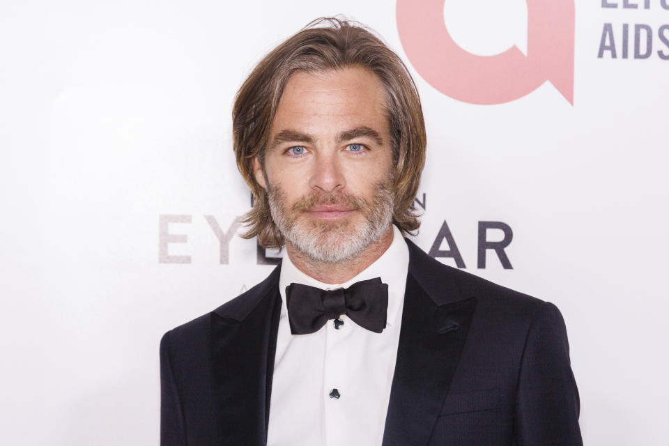 Chris Pine arrives at the Elton John AIDS Foundation Academy Awards Viewing Party on Sunday, March 27, 2022, in West Hollywood, Calif. (Photo by Willy Sanjuan/Invision/AP)