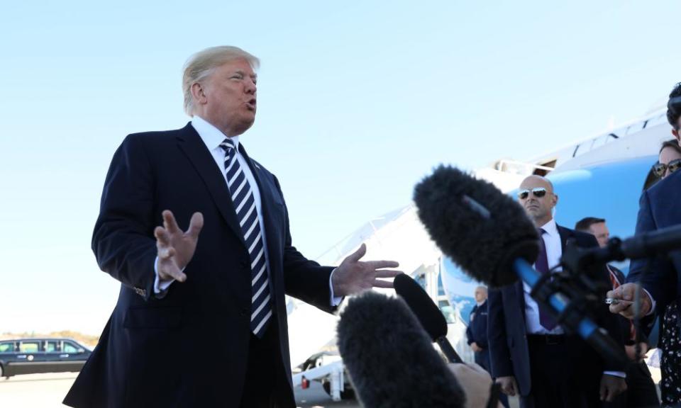 Donald Trump in Nevada on Saturday. He said: ‘We’re going to terminate the agreement and we’re going to pull out.’