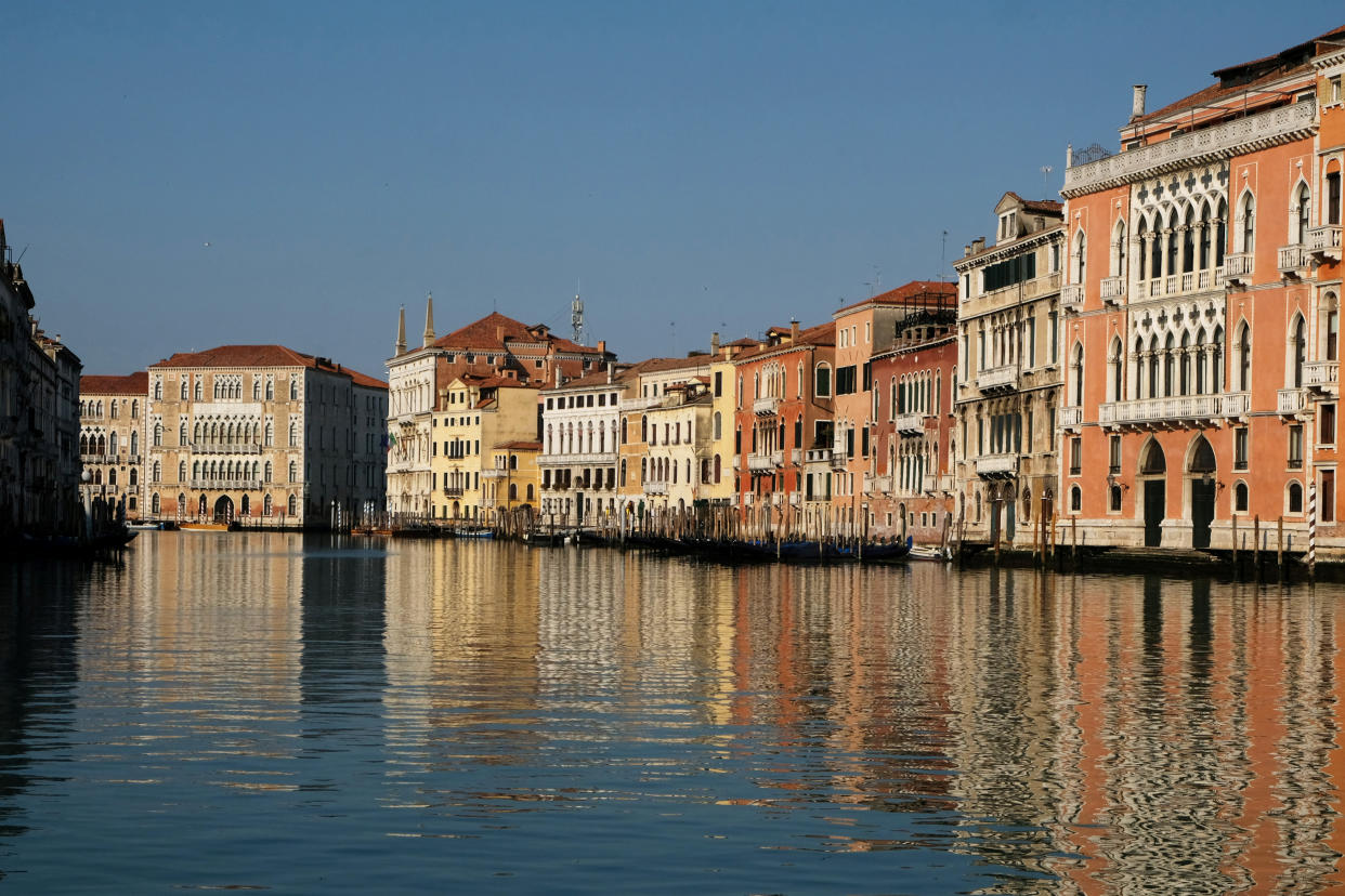 General view of empty Grand Canal on Easter Sunday as Italy remains on lockdown due to a spread of the coronavirus disease (COVID-19) in Venice, Italy, April 12, 2020. REUTERS/Manuel Silvestri