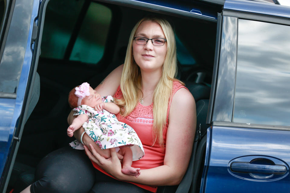 A woman’s birth has been captured on dash cam. Photo: Mega