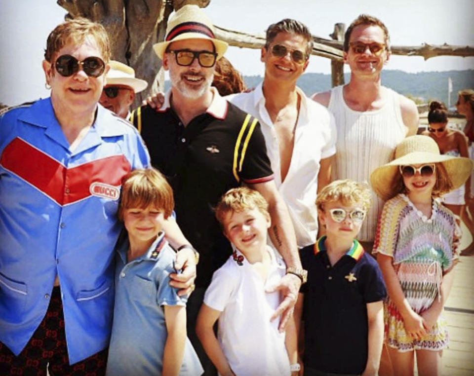 Elton John and His Family on Vacation With Neil Patrick Harris
