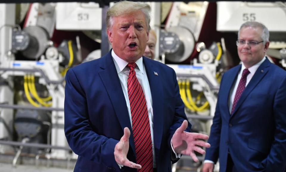 Donald Trump and Scott Morrison at the opening of Pratt Paper Plant in Wapakoneta, Ohio, 22 September 2019