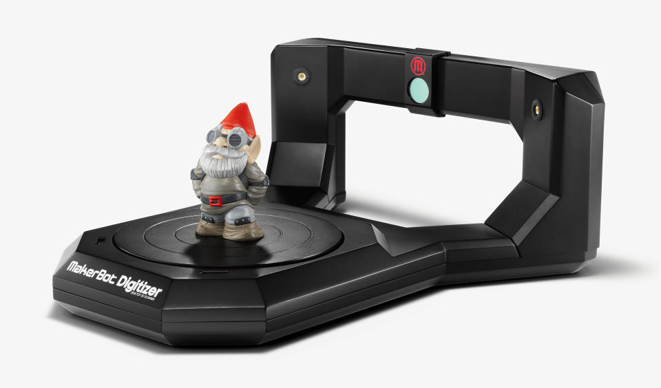 This product image released by MakerBot shows the MakerBot Digitizer 3D desktop scanner that went on sale earlier this year. 3D scanning and printing technology were among topics discussed at the Game Developers Conference Next at the Los Angeles Convention Center on Nov. 5-7, 2013. (AP Photo/MakerBot/Spencer Higgins)