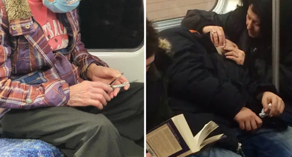 Pimple popping and nail clipping should never be seen on the train (or anywhere in public!) Credit: Reddit