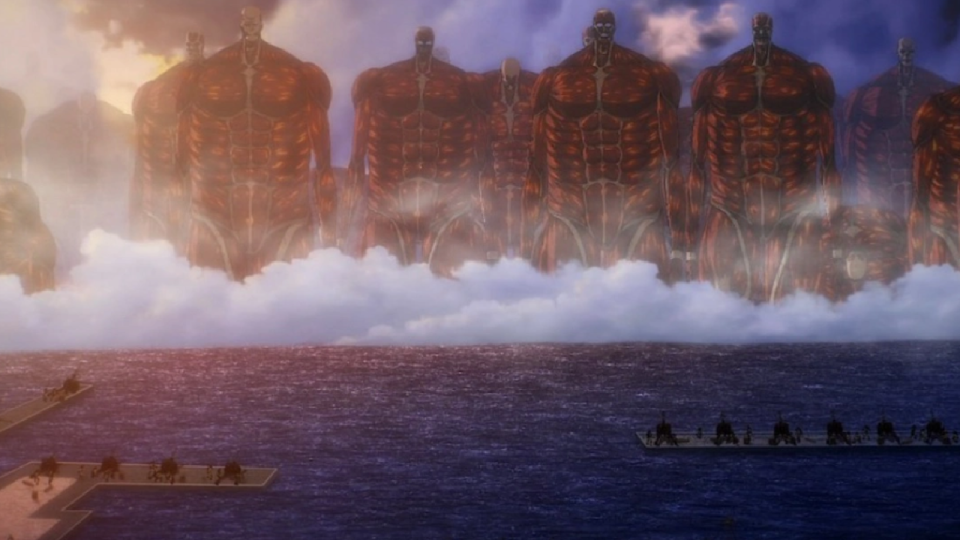 The Colossal Titan's in Attack on Titan.