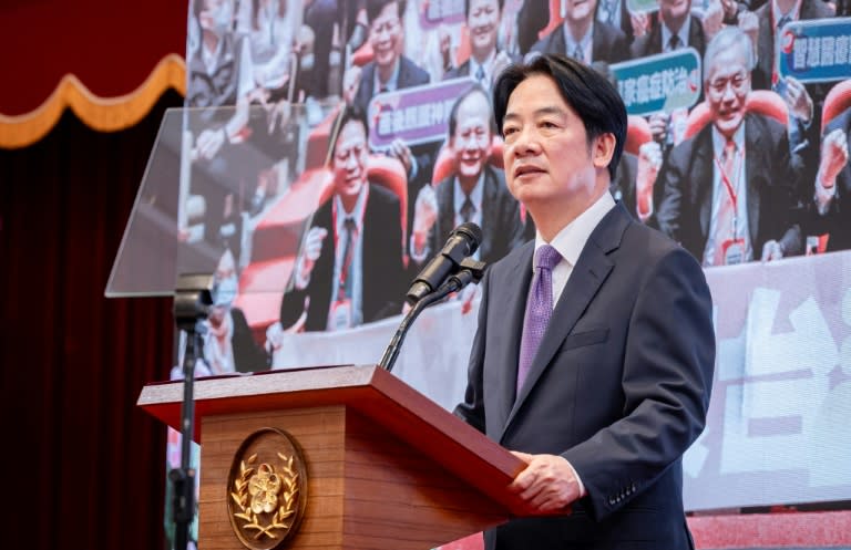 El presidente Lai Ching-te habla durante una rueda de prensa el 19 de junio de 2024 en Taipei, una imagen tomada y divulgada por la presidencia taiwanesa (.)