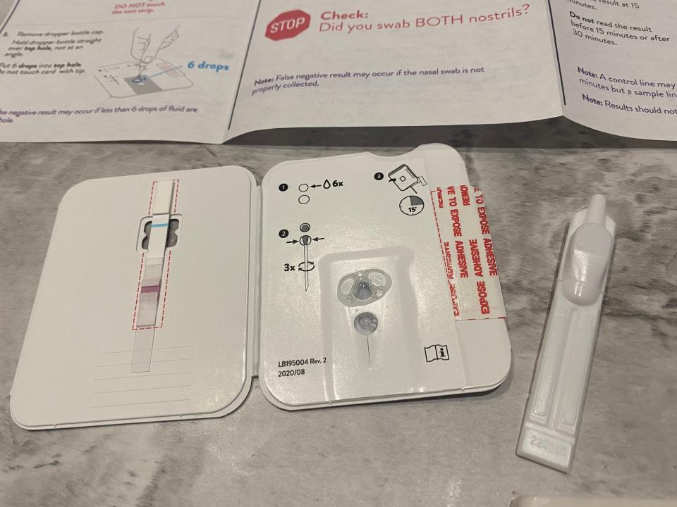 covid test with reagent liquid