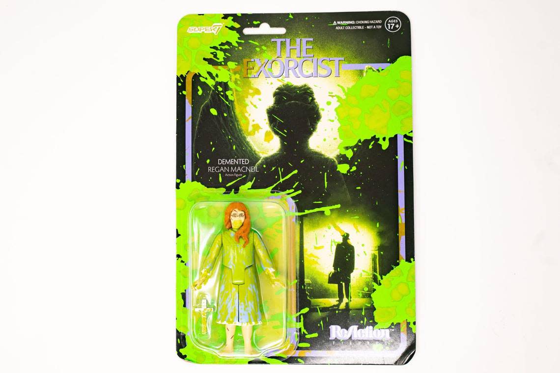 The Exorcist Action Figure depicts Regan MacNeil, the girl who was possessed by Satan in the film, ‘The Exorcist.’ It is one of the items featured in the Dave Barry 2022 Holiday Gift Guide.