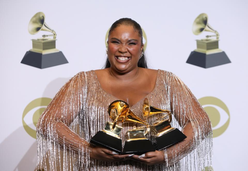 62nd Grammy Awards – Photo Room– Los Angeles, California, U.S., January 26, 2020 – Lizzo poses backstage with her Best Pop Solo Performance award for 