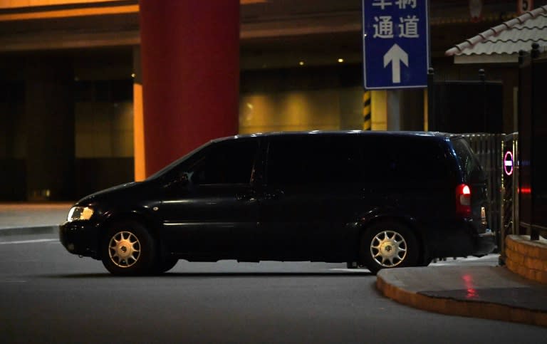 A North Korean embassy car carrying North Korean officials who had just arrived from Malaysia, leaves from the VIP entrance at Beijing airport