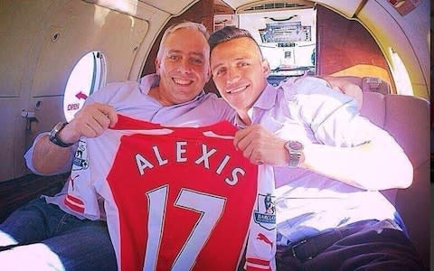 Alexis Sanchez with his agent, Fernando Felicevich - Credit: TWITTER: ALEXIS SANCHEZ