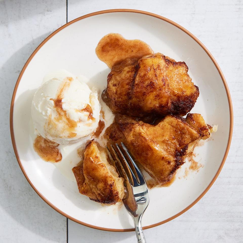 crescent apple dumplings with ice cream