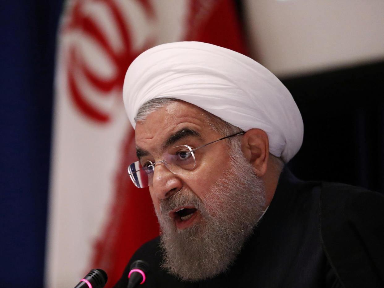 Iranian president Hassan Rouhani compares his country's treatment under the US to George Floyd death ( )