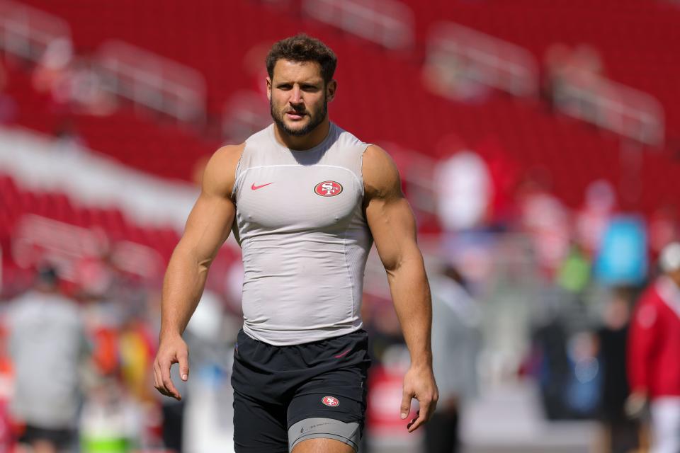 The San Francisco 49ers' Nick Bosa is the highest paid edge rusher in the NFL.