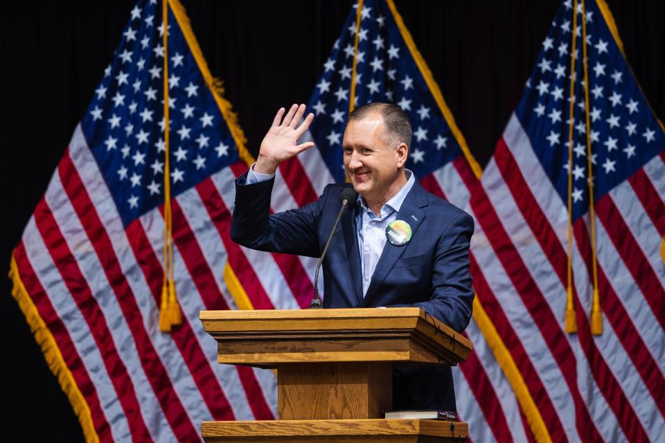 Utah State Auditor John Dougall speaks during the Utah Republican Party Organizing Convention at Utah Valley University in Orem on April 22, 2023. | Ryan Sun, Deseret News