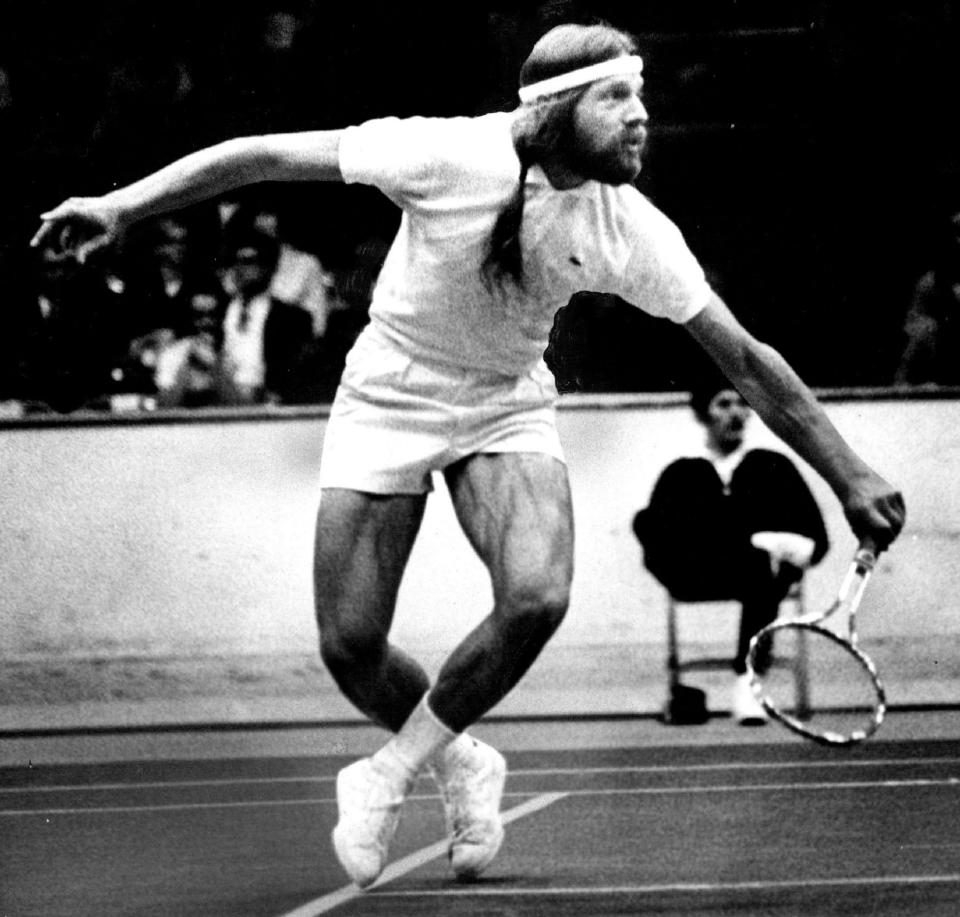 His advice to aspiring tennis players was simple: 'Watch the ball, bend your knees, and remember there are people suffering'