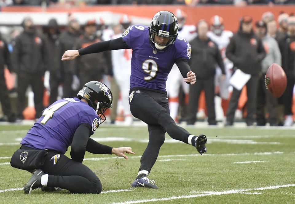 Baltimore Ravens kicker Justin Tucker (9) 