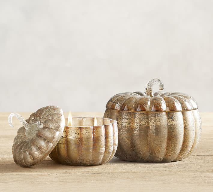 Mercury Glass Pumpkin Candle