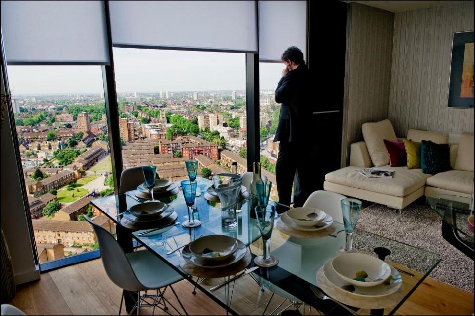 The view from a 20th-storey flat in London’s Strata SE1.