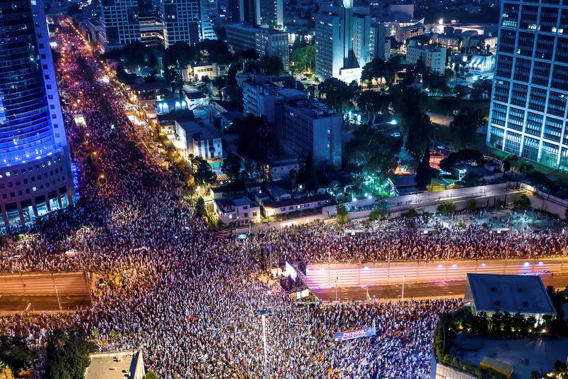 Protest against Israel's judicial overhaul in Tel Aviv