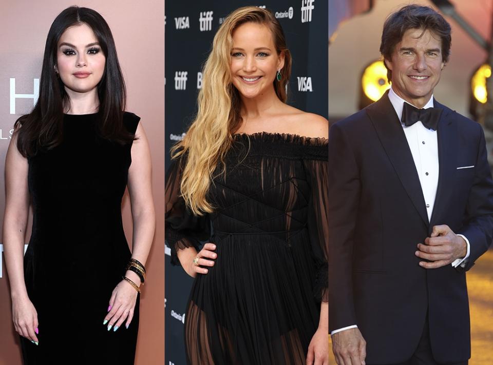 Selena Gomez, Jennifer Lawrence, Tom Cruise