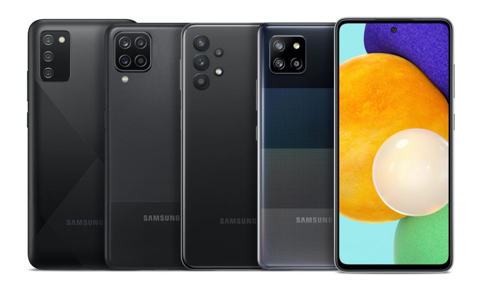 The Galaxy A lineup, the A02S, A12, A32, A42 5G, and A52 5G, becoming available in April.