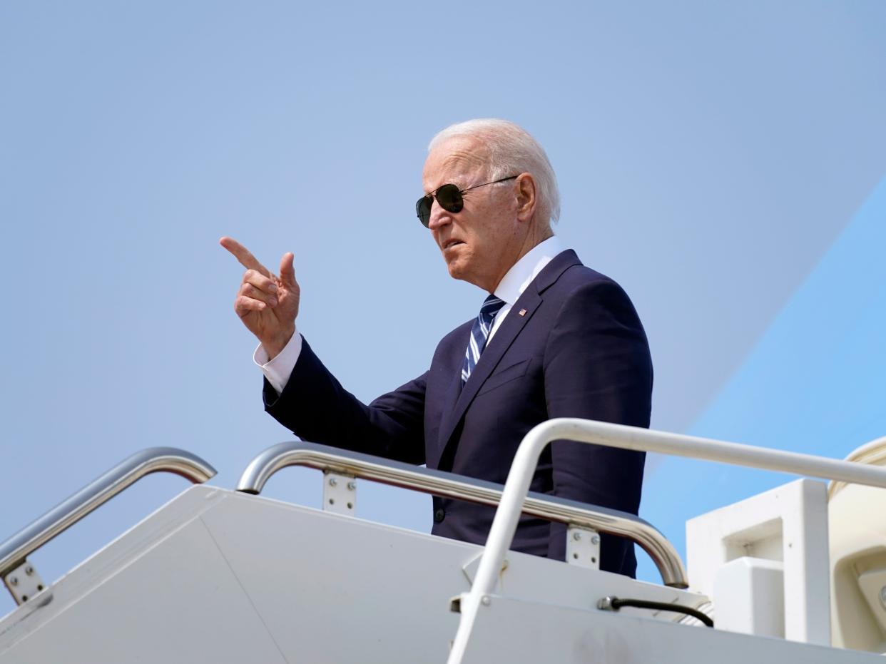 <p>Joe Biden boarding Air Force One on 19 May 2021</p> (AP)