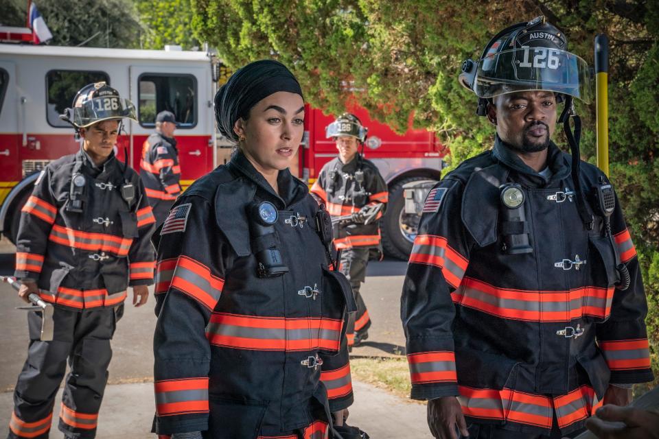 Natacha Karam and Brian Michael Smith in "9-1-1: Lone Star."