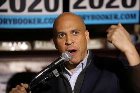 U.S. Senator Cory Booker (D-NJ) speaks during his 2020 U.S. presidential campaign at the Iowa River Brewing in Marshalltown, Iowa, U.S., February 9, 2019. REUTERS/Scott Morgan