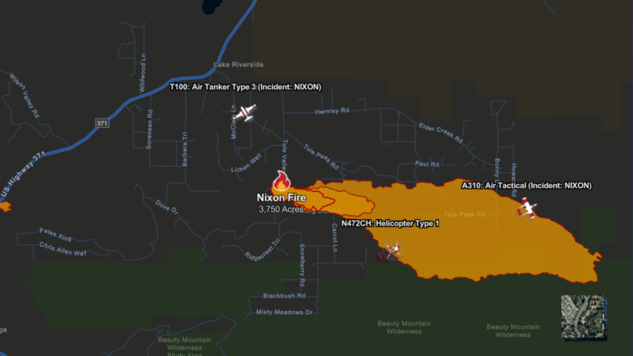 Cal Fire map of Nixon Fire