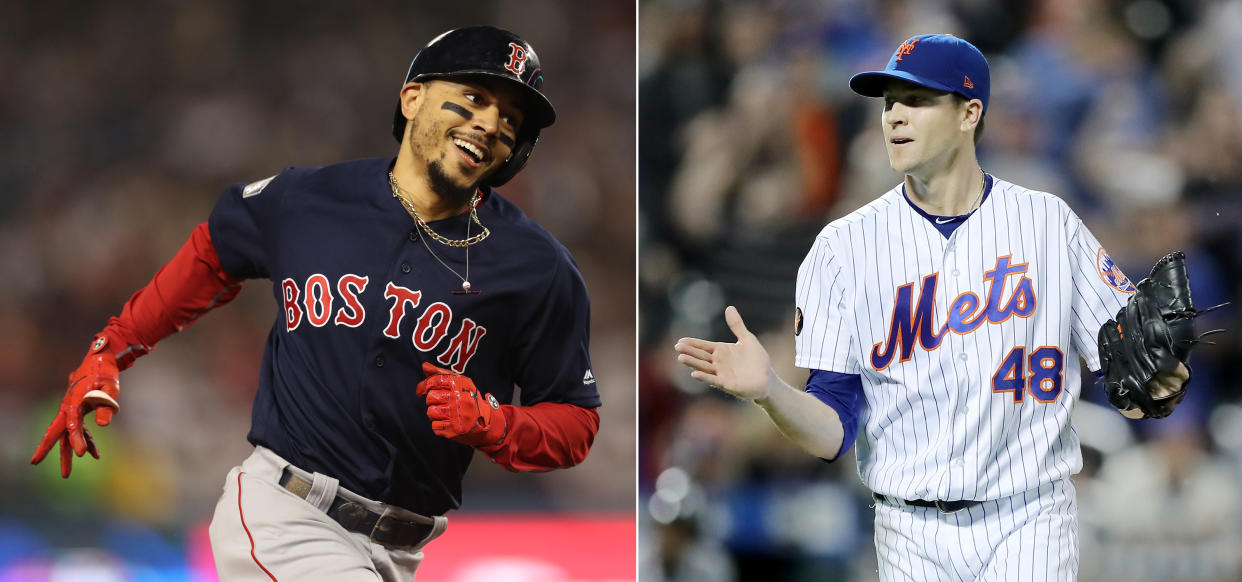 Mookie Betts is a finalist for the AL MVP and Jacob deGrom is a Cy Young finalist in the NL. (Getty Images)