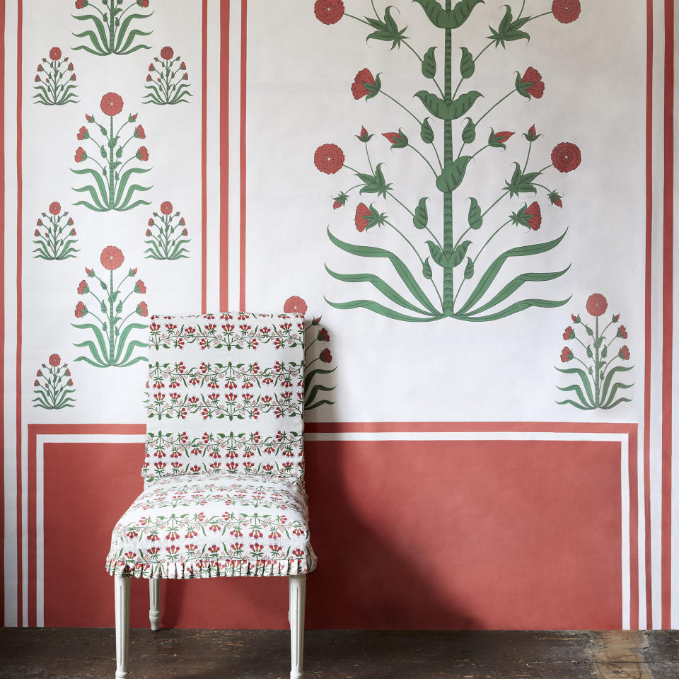 modern folk wall motif stencil