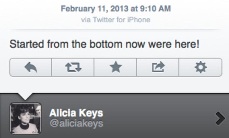 Alicia Keys Twitter for iPhone BlackBerry (The Verge / Twitter)