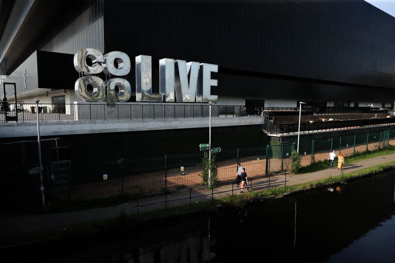 A general view of nearby entertainment venue and indoor arena 'Co-op Live' is seen in the Etihad Campus on May 10, 2024 in Manchester, United Kingdom.