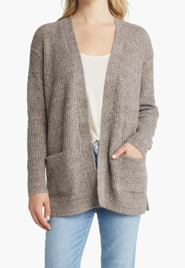 Your favourite jeans are about to meet their perfect match this fall: the Caslon Open Front Cardigan Sweater, available at Nordstrom.