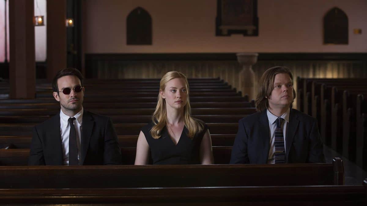  Matt, Karen, and Foggy sit in a church in Netflix's Daredevil TV show. 
