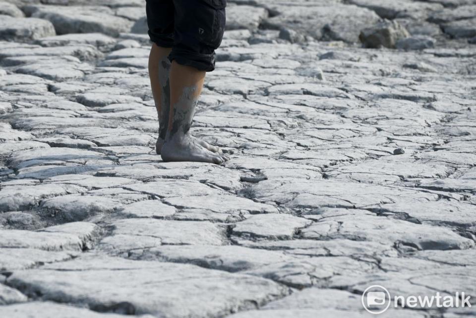 日月潭大竹湖一帶的水庫進水口，雖然週遭的湖底乾涸龜裂並長出青草，遠觀猶如大草原景觀。但走進湖底，青草之下的淤泥有的龜裂，裂縫寬度超過15公分，有些靠近水邊的青草地，淤泥依舊鬆軟，在日月潭大草原上奔跑仍有潛在的危險性，不可不慎。   圖：張良一/攝