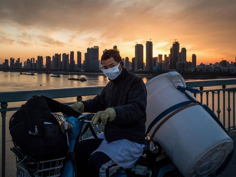 Man in Wuhan China, Getty Images, February 18, during quarantine
