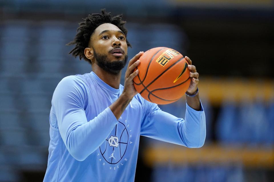 Senior forward Leaky Black, in his third season as a starter for North Carolina, shoots during a practice session in Chapel Hill.