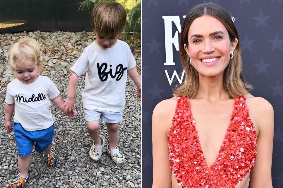 <p>Mandy Moore/Instagram; Axelle/Bauer-Griffin/FilmMagic</p> Mandy Moore (right) and her two sons (left)