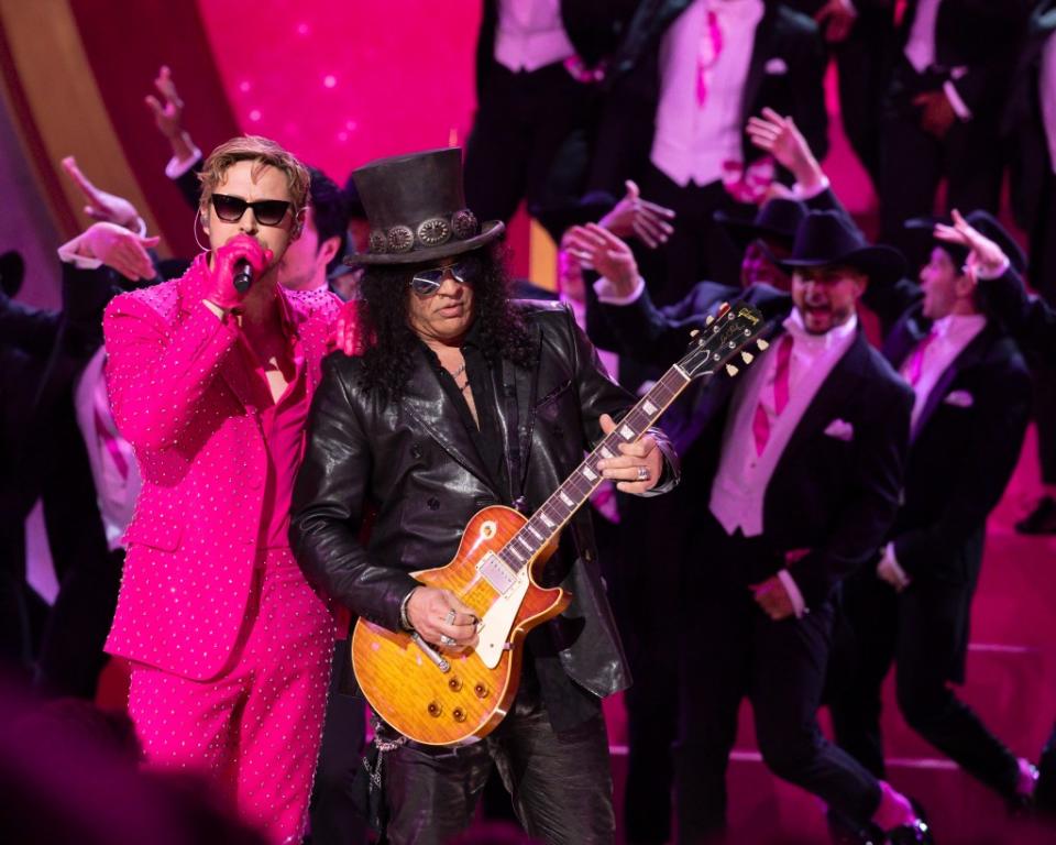 Gosling’s live performance featured a surprise appearance from legendary guitarist, Slash. DISNEY via Getty Images