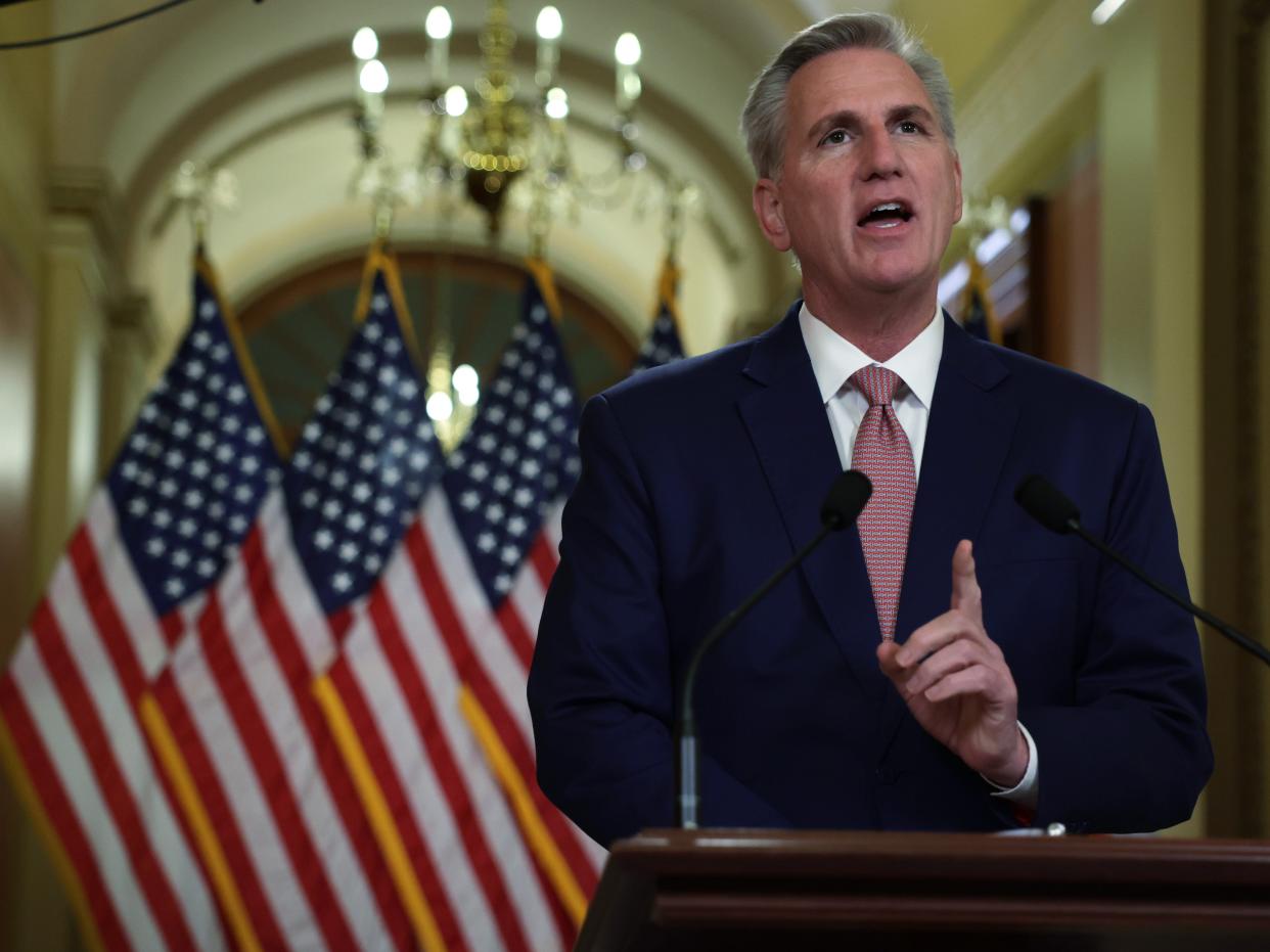 House Speaker Kevin McCarthy (R-CA) Speaks On The Debt Ceiling At The Capitol