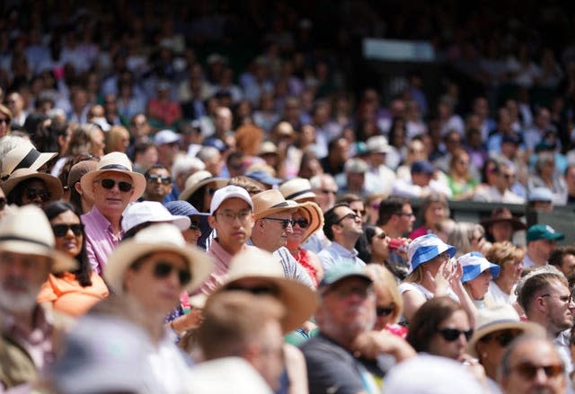 Spectators on centre court on day seven of the 2023 Wimbledon Championships