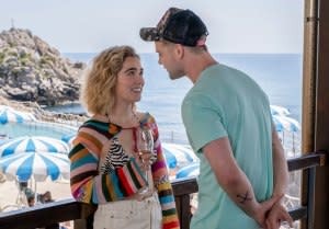 Haley Lu Richardson Admits She Actually Dresses Like Portia from 'White Lotus' rainbow sweater