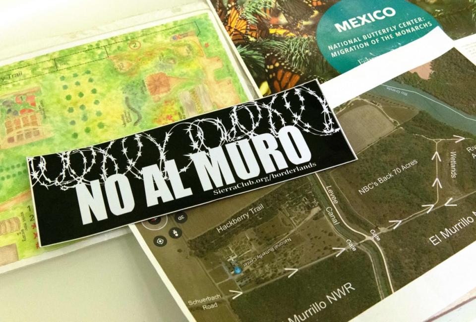 <div class="inline-image__caption"><p>"A map of the National Butterfly Center (L bottom) next to a sticker reading \"No to the Wall,\" on January 15, 2019 in Mission, Texas."</p></div> <div class="inline-image__credit">Suzanne Cordeiro/Getty</div>