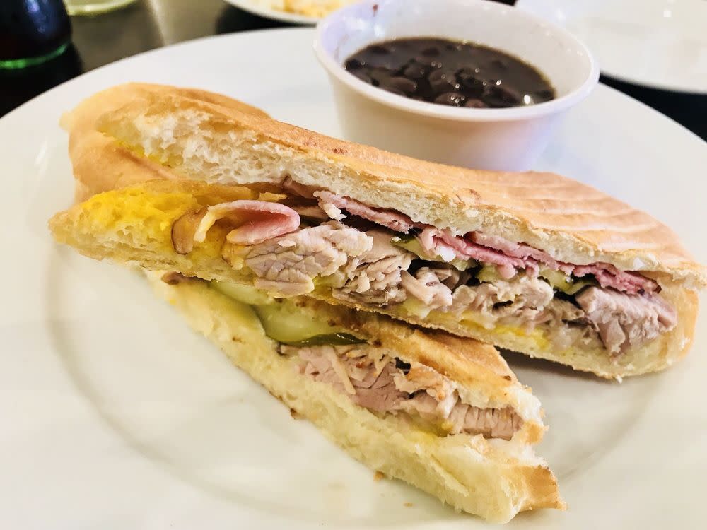 Cuban sandwich and black beans at Copa